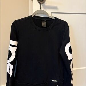 Adidas Black Crewneck with White Sleeve Graphics